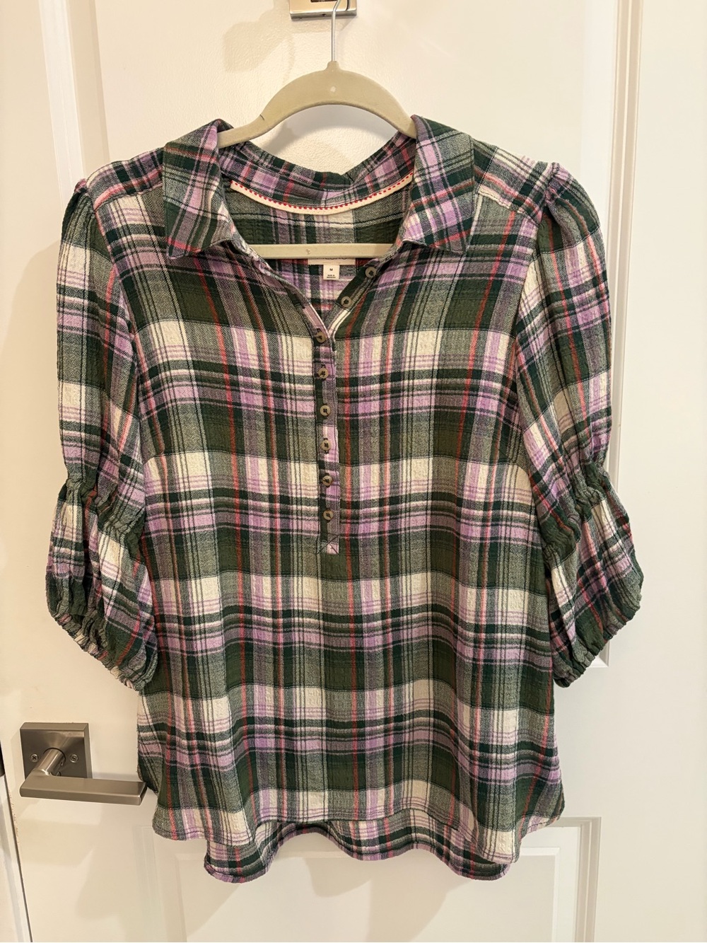 Pilcro Bubble Sleeve Henley Top